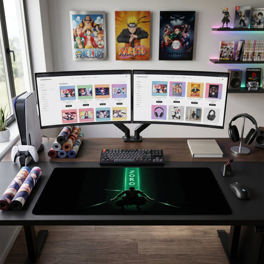 Zoro anime mouse pad XL gaming desk mat Crouching With Swords Dark Mystic