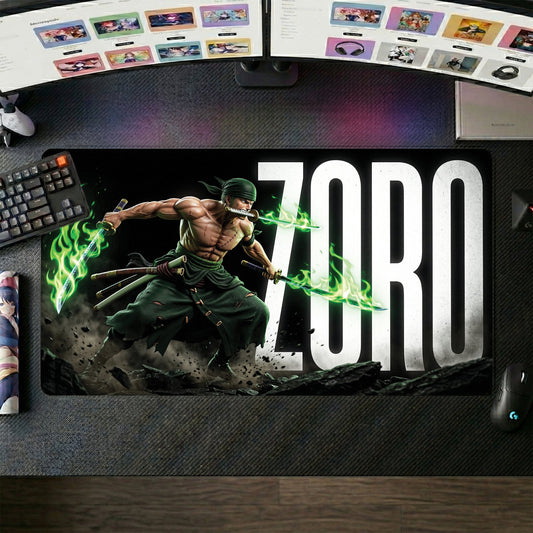 Zoro anime mouse pad XL gaming desk mat Fighting Pose Dark Action