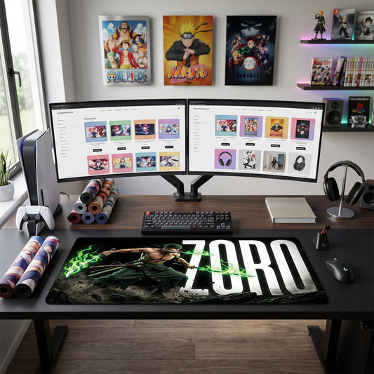 Zoro anime mouse pad XL gaming desk mat Fighting Pose Dark Action