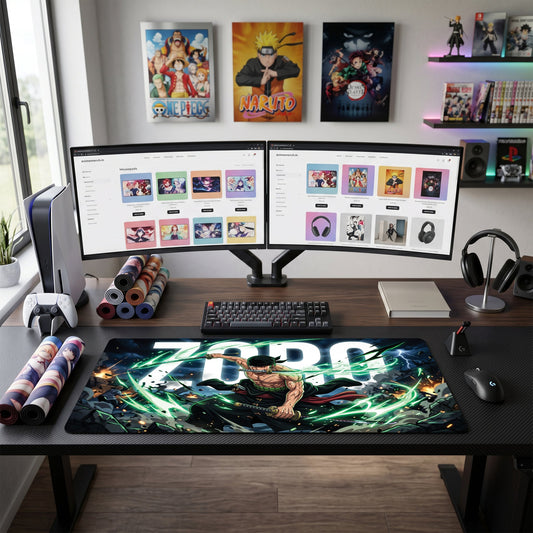 Zoro anime mouse pad XL gaming desk mat Fighting Pose Dark Action 1