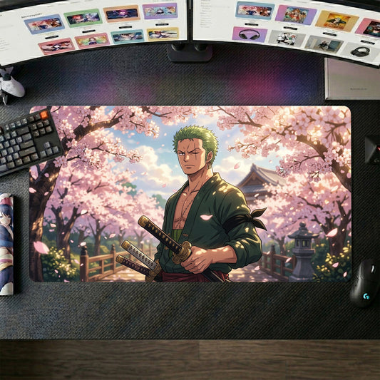 Zoro anime mouse pad XL gaming desk mat Holding Swords Serene Beauty