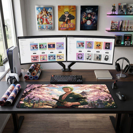 Zoro anime mouse pad XL gaming desk mat Holding Swords Serene Beauty