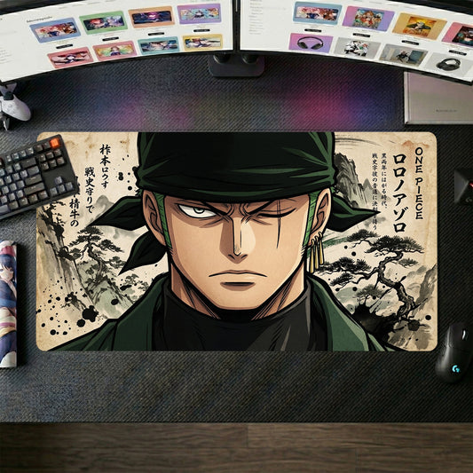 Zoro anime mouse pad XL gaming desk mat Intense Gaze Dark Martial