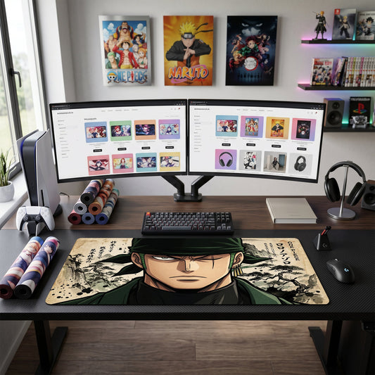 Zoro anime mouse pad XL gaming desk mat Intense Gaze Dark Martial