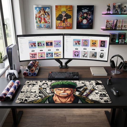 Zoro anime mouse pad XL gaming desk mat Intense Stare Dark Comic