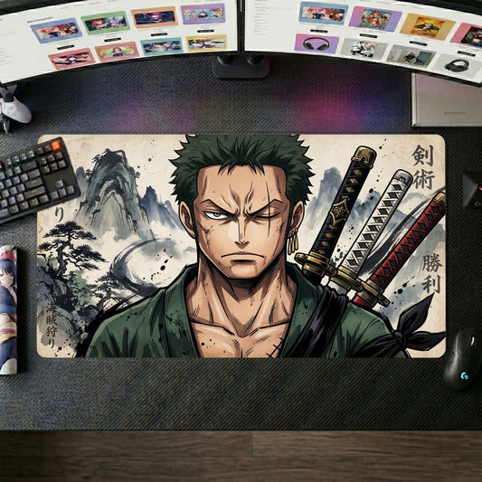 Zoro anime mouse pad XL gaming desk mat Serious Pose Dark Samurai