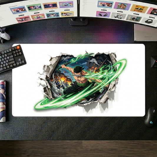 Zoro anime mouse pad XL gaming desk mat Swirling Blade Dynamic Art
