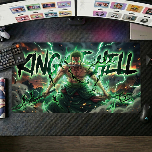 Zoro anime mouse pad XL gaming desk mat Wielding Swords Dark Fantasy