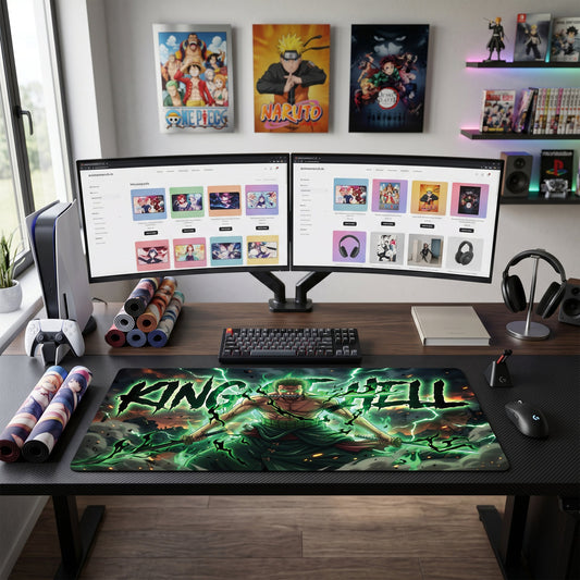 Zoro anime mouse pad XL gaming desk mat Wielding Swords Dark Fantasy