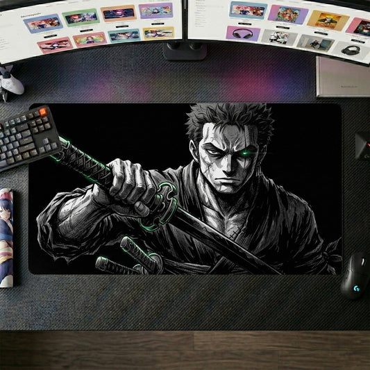 Zoro anime mouse pad XL gaming desk mat Wielding Swords Dark Martial