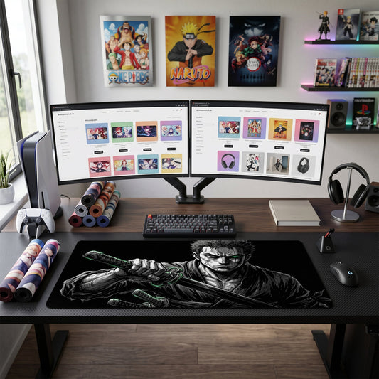 Zoro anime mouse pad XL gaming desk mat Wielding Swords Dark Martial