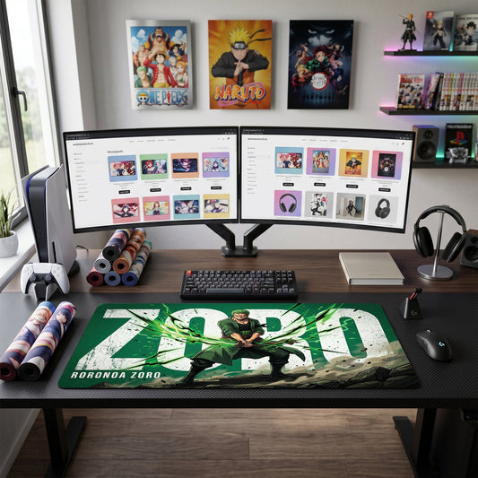 Zoro anime mouse pad XL gaming desk mat Wielding Sword Dark Aggressive
